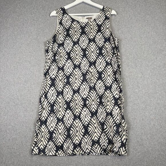 J. Jill Women's Size 16P Petite Blue White Print A Line Mini Dress Sleeveless - Picture 1 of 8